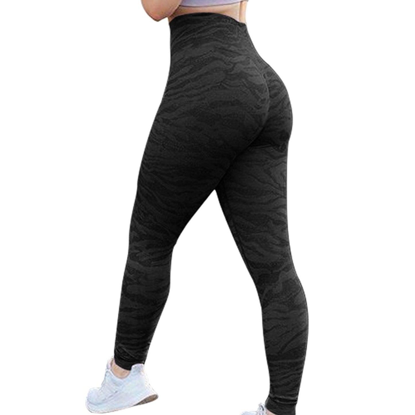 Women's Push-Up Booty Leggings - Gym & Yoga Pants - Black and gray Horse - leggins