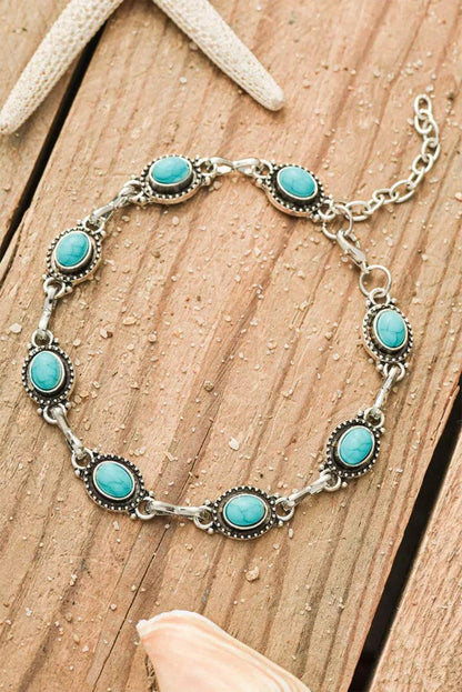 Women's Silver Bohemian Turquoise Casual Anklet - - Accessories & Jewelry