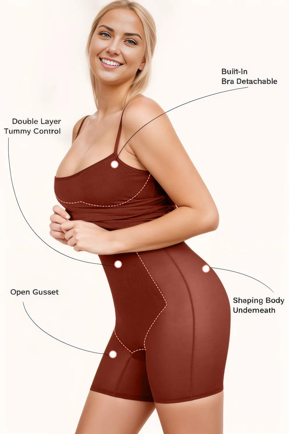 Scoop Neck Sleeveless Dress with Built-In Shapewear - Full Size Range - - women's Slim Dress