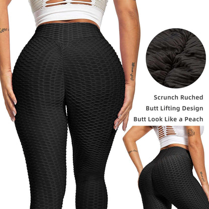 Women TIK Tok Leggings Bubble Textured Leggings Butt Lifting Yoga Pants Black Amazon Banned - - leggins