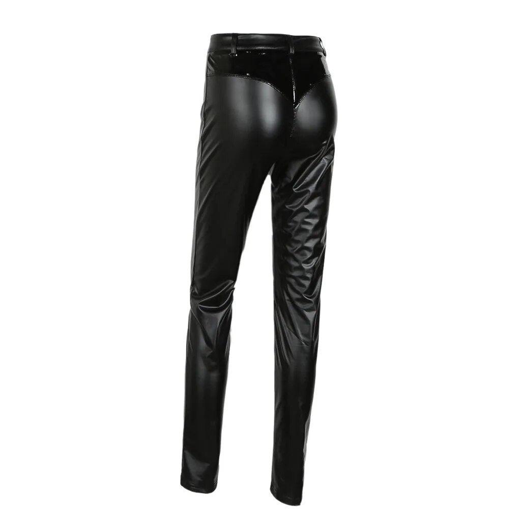 Stretch Push Up Leggings Women Solid Black Slim Leather Pants Casual Stretch Pencil Trousers Thick Pants Sexy Leggings Women - - LEGGINGS