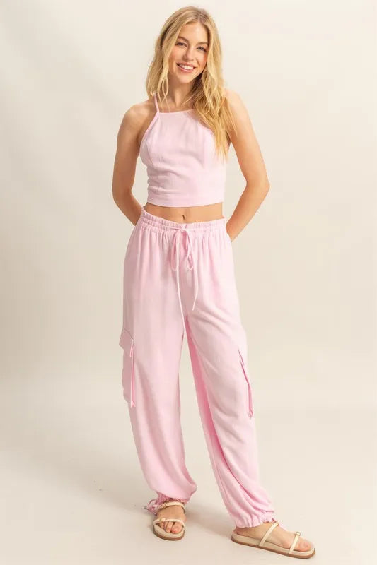 HYFVE Crop Top and Cargo Pants Set – Utility Streetwear Vibes (Ships from USA) - - Crop Top and Cargo Pants Set