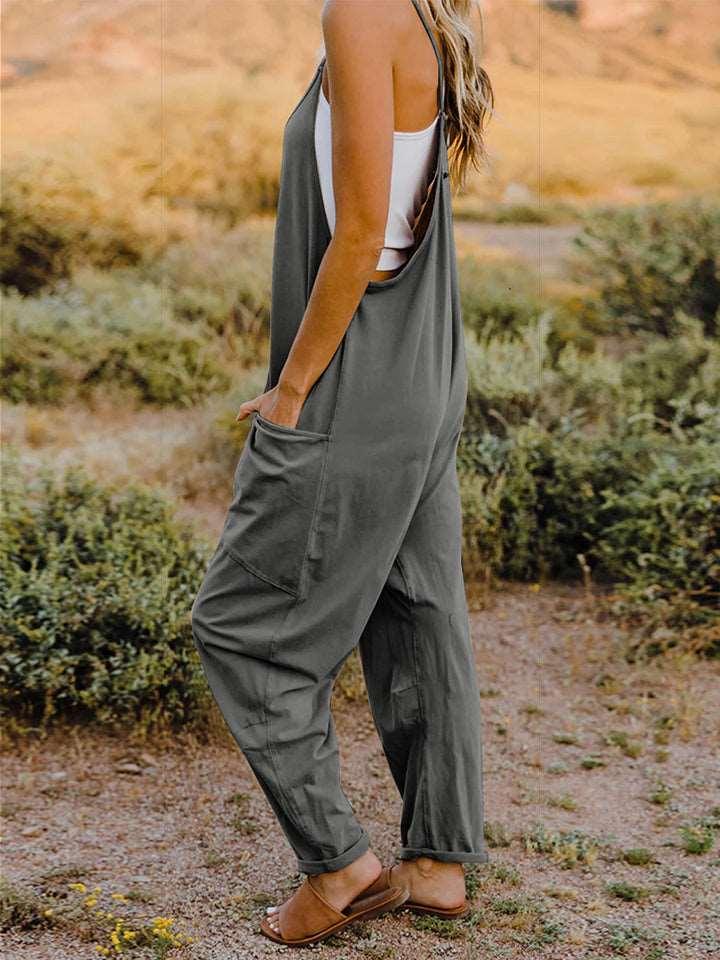 Double Take Full Size Sleeveless V-Neck Pocketed Jumpsuit ! - - Women's Fashion - Women's Clothing - Bottoms - Leggings