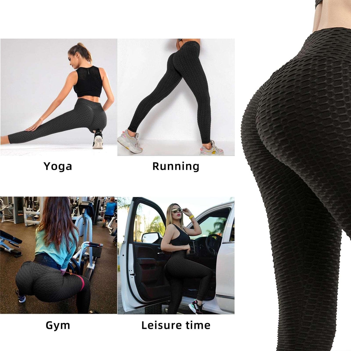 Women TIK Tok Leggings Bubble Textured Leggings Butt Lifting Yoga Pants Black Amazon Banned - - leggins