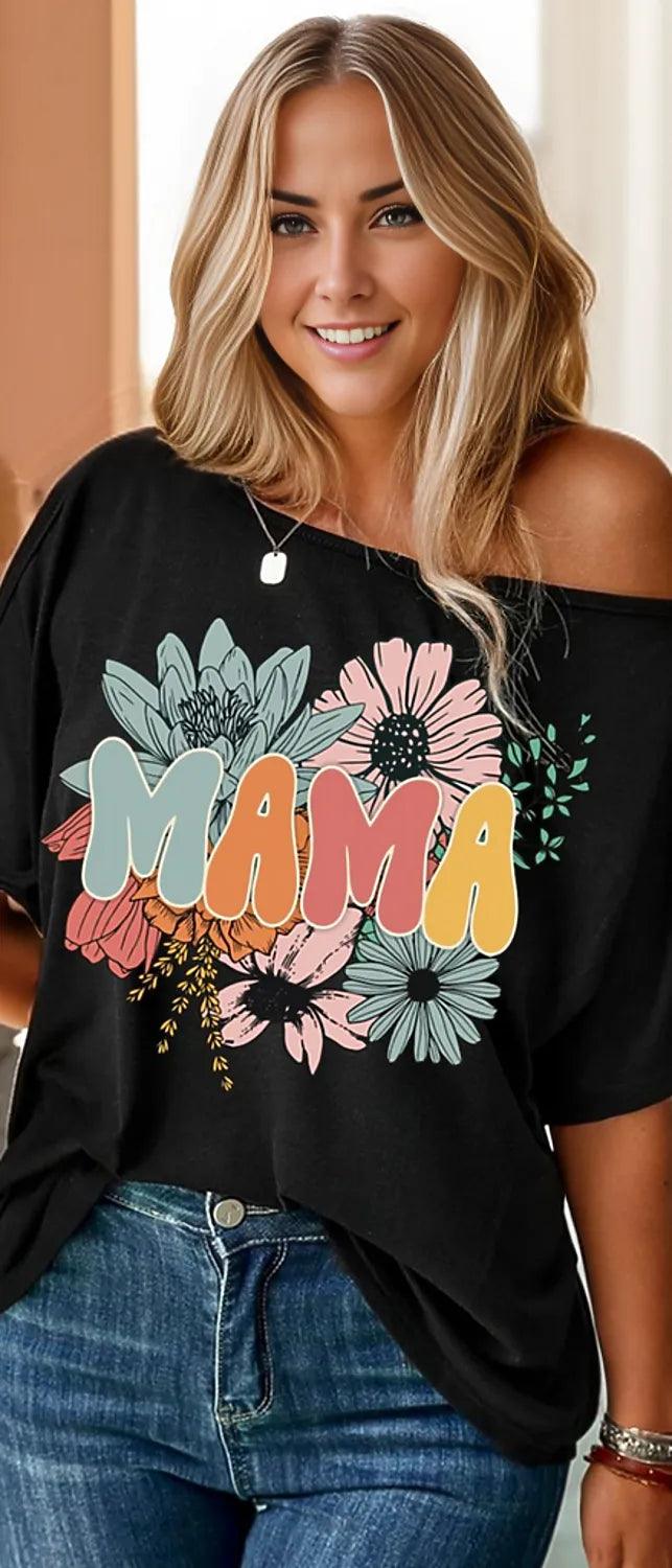 MAMA One Shoulder Half Sleeve T-Shirt - - Women's Fashion - Women's Clothing - Tops & Tees - Tank Tops