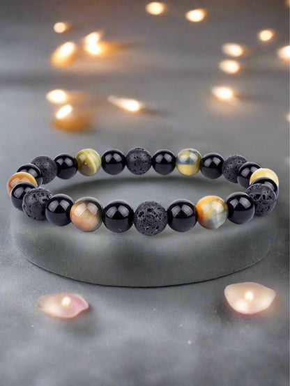 OAIITE Charm Bracelet: Turkish Evil Eye, Tiger Eye & Hematite Healing Jewelry