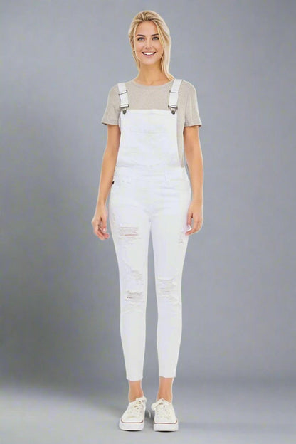 Kancan Distressed Skinny Denim Overalls - - women jeans