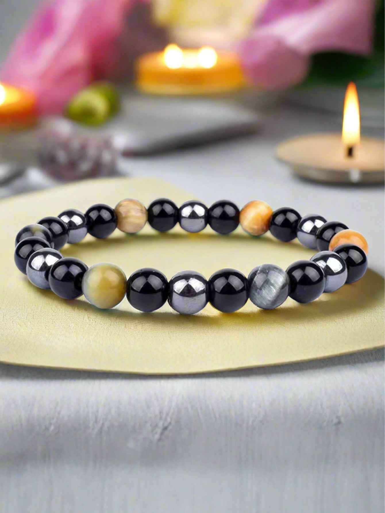 OAIITE Charm Bracelet: Turkish Evil Eye, Tiger Eye & Hematite Healing Jewelry