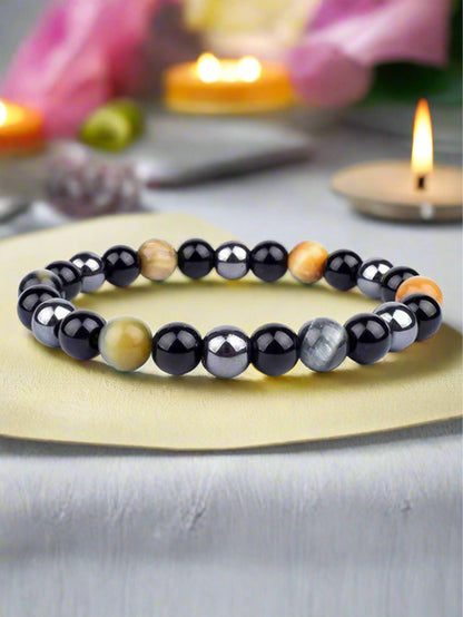 OAIITE Charm Bracelet: Turkish Evil Eye, Tiger Eye & Hematite Healing Jewelry