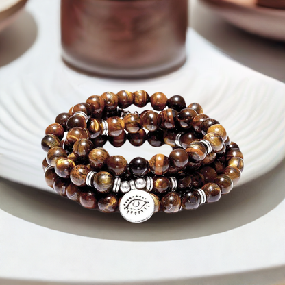 Amazon Stone Tiger Eye Stone Bracelet Necklace 108 Buddha Beads Lotus Bracelet