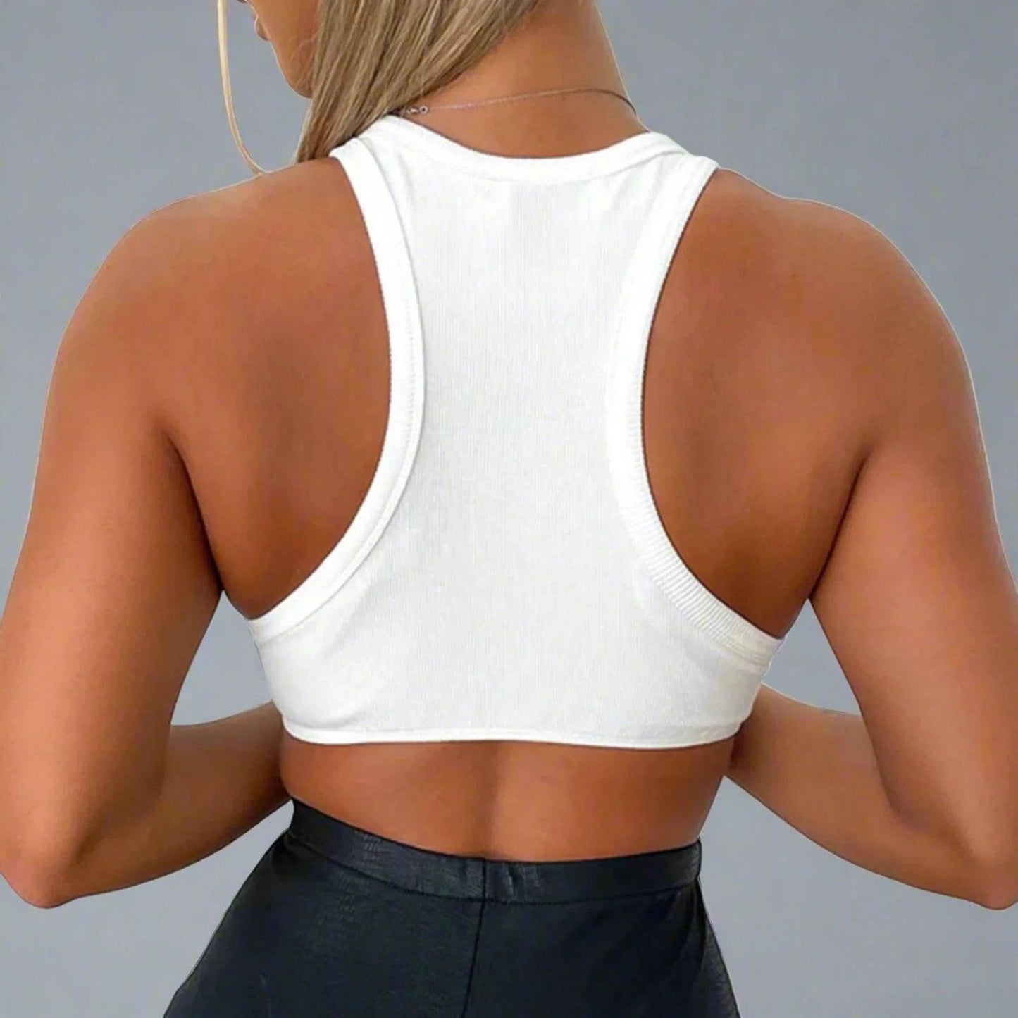 Sexy Crop Top Wipe Chest Solid Color Summer Tops For Women 2023 Round Neck Basic Top Women - - women's top