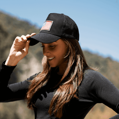 American Flag Trucker Hat With Adjustable Strap - Fit4Goals.com