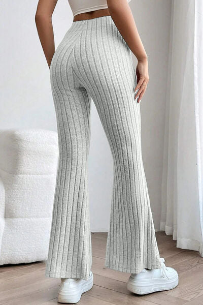 Basic Bae Full Size Ribbed High Waist Flare Pants ! - Fit4Goals.com