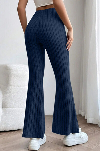 Basic Bae Full Size Ribbed High Waist Flare Pants ! - Fit4Goals.com