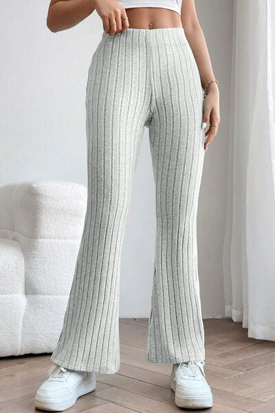 Basic Bae Full Size Ribbed High Waist Flare Pants ! - Fit4Goals.com