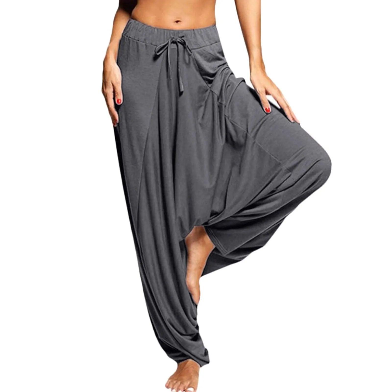 New Women Large Size Casual Harem Pants Lady Dance Practice Yoga Pants Loose Baggy Long Trousers Bloomers High Waist Sweatpants - - women's bottom