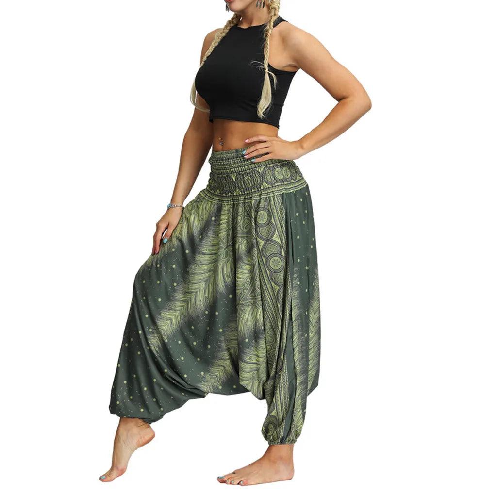 Thai Harem Trousers Boho Pants Women Casual Loose Trousers Baggy Boho Aladdin Jumpsuit Leggings For Fitness Pants - - women's bottom