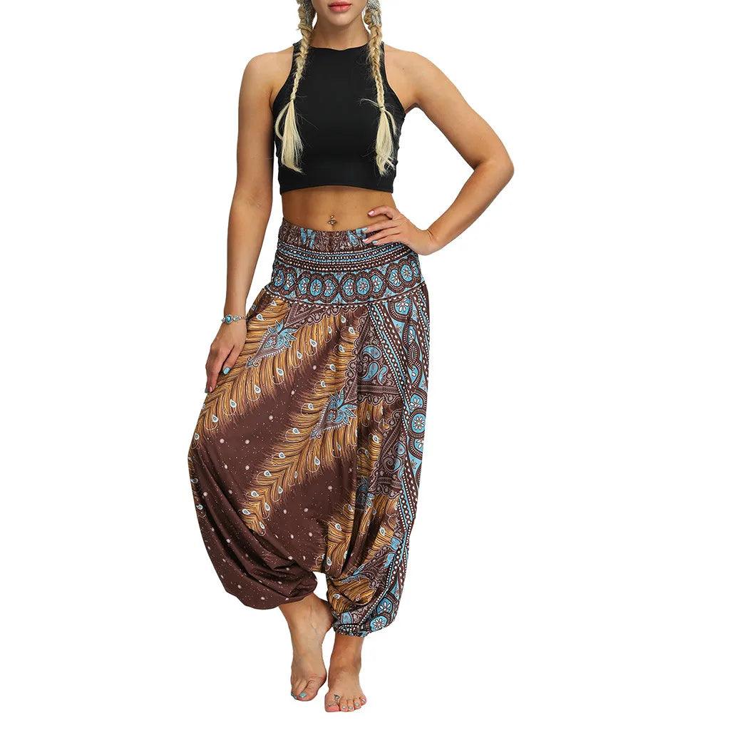 Thai Harem Trousers Boho Pants Women Casual Loose Trousers Baggy Boho Aladdin Jumpsuit Leggings For Fitness Pants - - women's bottom