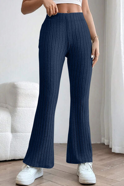 Basic Bae Full Size Ribbed High Waist Flare Pants ! - Fit4Goals.com