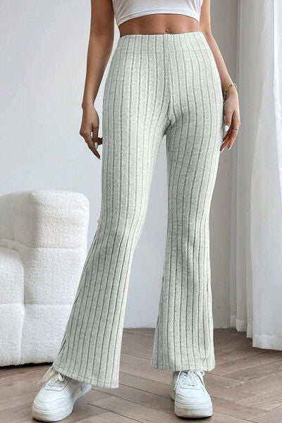 Basic Bae Full Size Ribbed High Waist Flare Pants ! - Fit4Goals.com