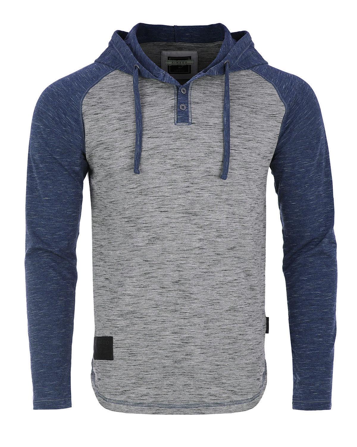 ZIMEGO Men's Hoodie Pullover Sweatshirt – Long Sleeve - Dark Grey Navy - Men's Fashion - Men's Clothing - Hoodies & Sweatshirts